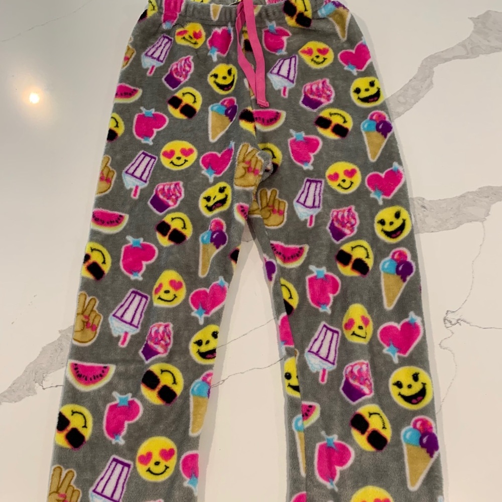 Fuzzy Emoji Pajama Pants